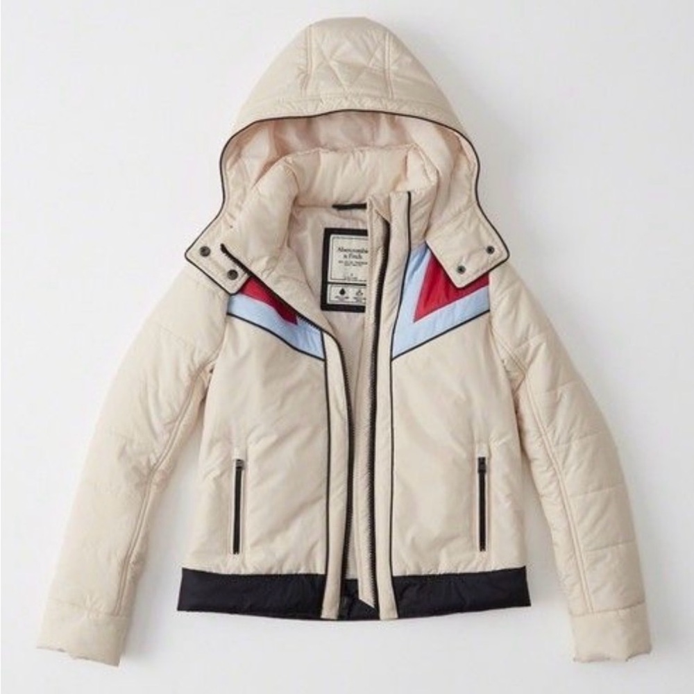 Abercrombie Retro Apres Ski Snowboarding Winter Jacket Hood Colorblock Small